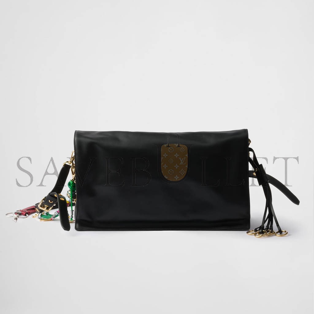 PRADA SOFT SOUND LARGE LEATHER SHOULDER BAG WITH CHARMS 1BD378 (35*19.5*10.5cm) PRADA SOFT SOUND LARGE LEATHER SHOULDER BAG WITH CHARMS 1BD378 (35*19.5*10.5cm)
